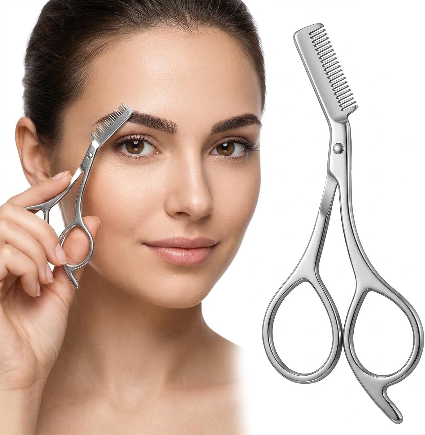 Men'S Grooming Mirror - Gunting Alis Stainless Steel dengan Sisir