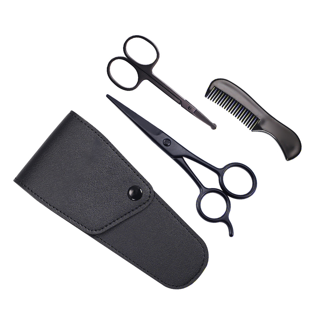 Shaving Brush Set - 1Set Kit Sisir Jenggot dengan Gunting