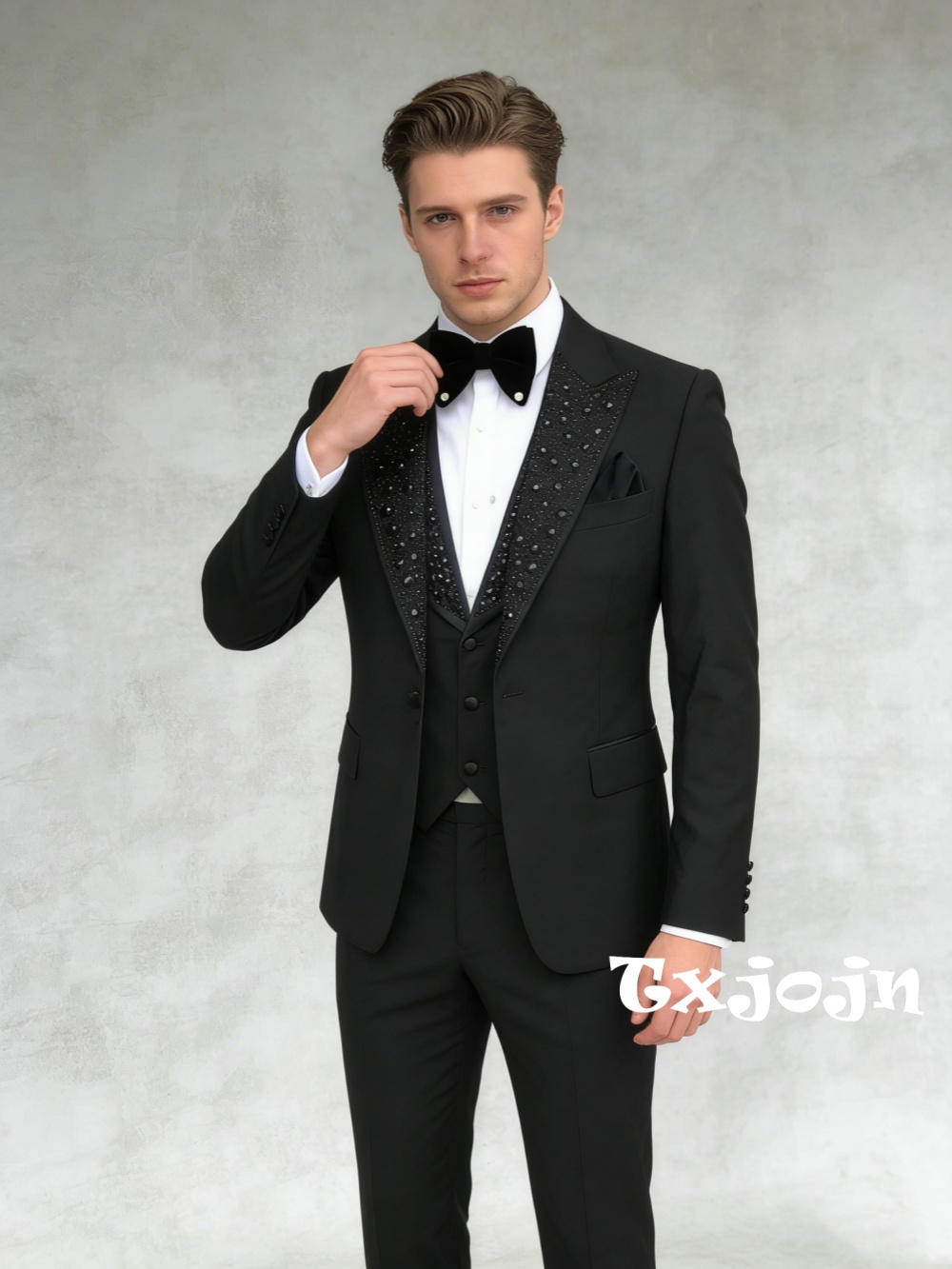 Mens Grooming Kit Luxury - Setelan Jas Pria Hitam Berhias Manik-Manik