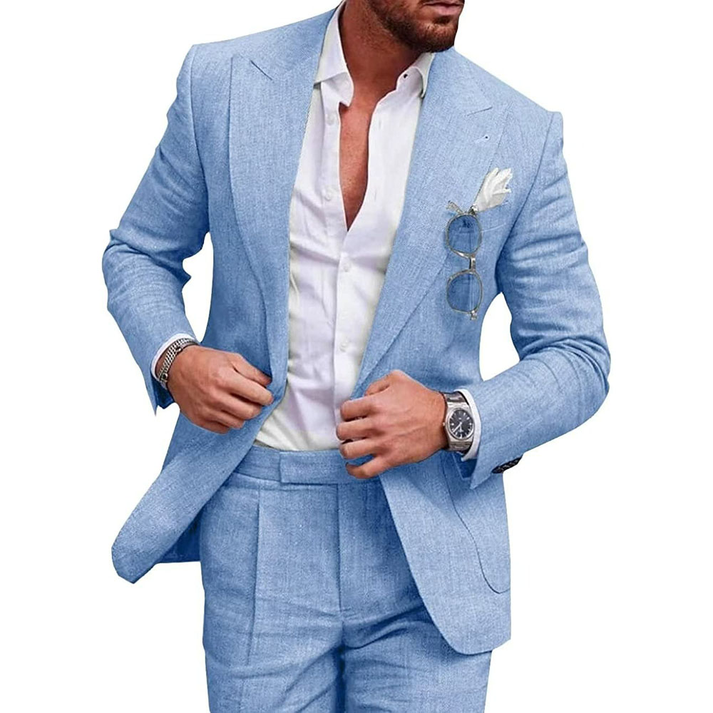 Setelan Linen Pria 2 Potong Se - Men'S Grooming Jacket ulasan dan harga