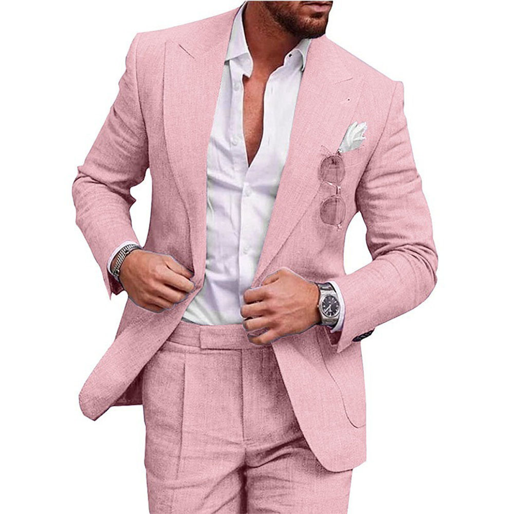 Setelan Linen Pria 2 Potong Se - Men'S Grooming Jacket ulasan dan harga